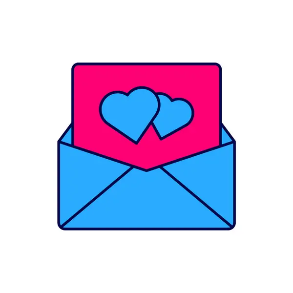 Γεμάτος Φάκελος Περίγραμμα Εικονίδιο Καρδιά Valentine Απομονώνονται Λευκό Φόντο Μήνυμα — Διανυσματικό Αρχείο