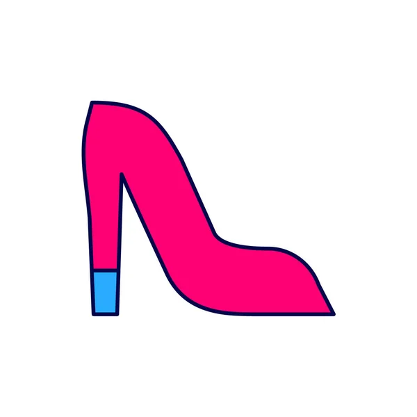 Esquema Relleno Zapato Mujer Con Icono Tacón Alto Aislado Sobre — Vector de stock