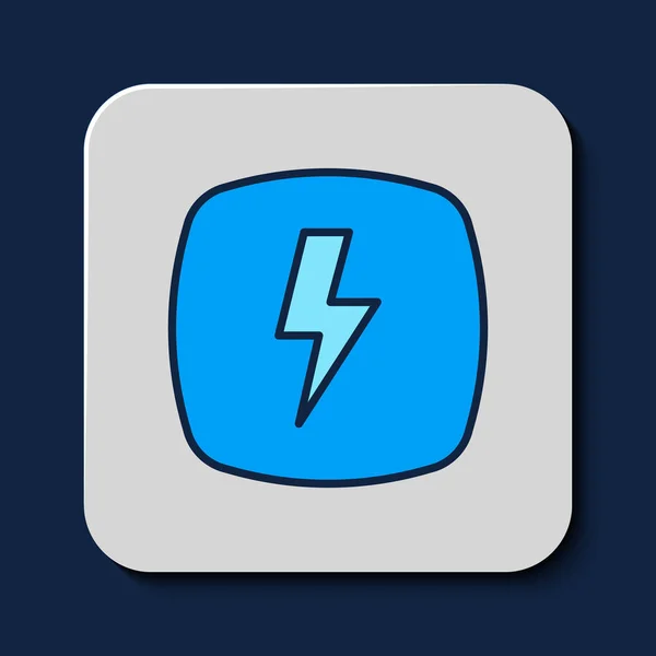 Esquema Rellenado Icono Rayo Aislado Sobre Fondo Azul Señal Flash — Vector de stock