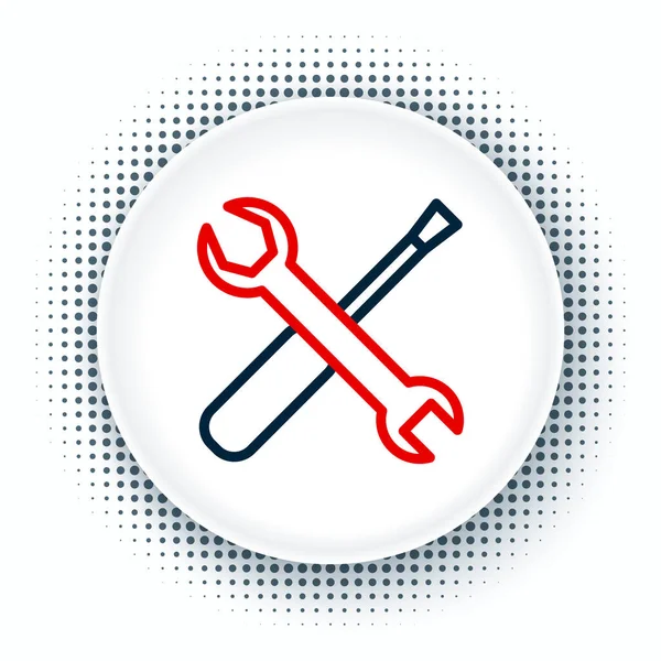 Line Screwdriver Wrench Spanner Tools Icon Isolated White Background Service — Stock Vector