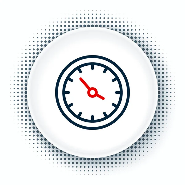 Line Train Station Clock Icon Isolated White Background Colorful Outline — Stock Vector