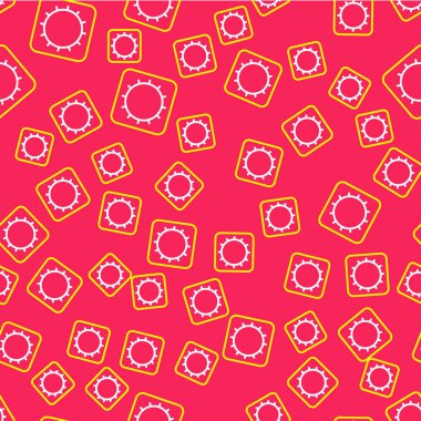 Çizgi Sun simgesi kırmızı arkaplanda izole edilmiş. Vektör.