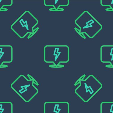 Şimşek çizgisi simgesi mavi arka planda izole edilmiş. Flaş işareti. Flaş ikonunu yükle. Gök gürültüsü. Yıldırım çarpması. Vektör.