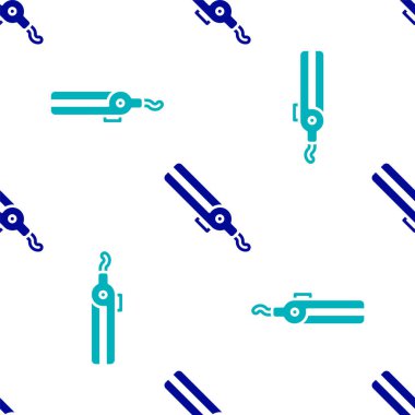 Saç ikonu için mavi saç maşası beyaz arka planda izole edilmiş pürüzsüz desen. Saç düzleştirici ikonu. Vektör.