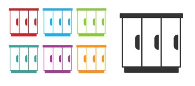 Siyah Gardırop simgesi beyaz arka planda izole edildi. Dolap tabelası. Simgeleri renklendirin. Vektör.