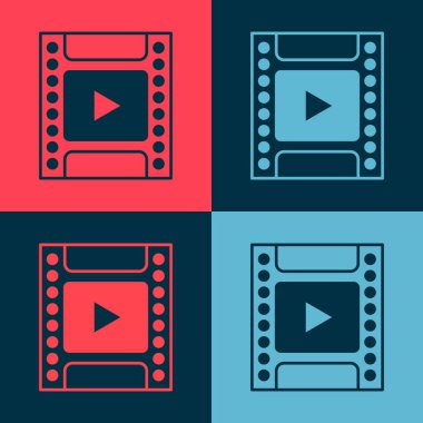 Pop Art Camera klasik film rulo kartuş ikonu renk arkaplan izole. 35 mm 'lik film kutusu. Film şeridi fotoğrafçı ekipmanı. Vektör.