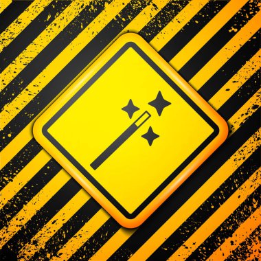 Black Photo retouching icon isolated on yellow background. Photographer, photography, retouch icon. Warning sign. Vector.