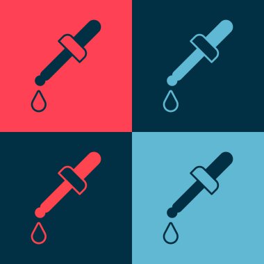 Pop Art Pipette simgesi renk arkaplanında izole edilmiş. Tıbbi elementler, kimya laboratuarı ekipmanları. Tıp sembolü. Vektör.