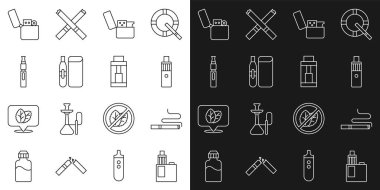 Vape mod cihazını ayarla Sigara Çakmağı Elektronik sigara ve simge. Vektör.