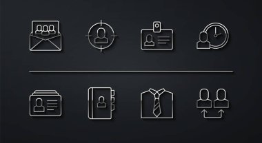 Hat Proje Üssü Çalışma Zamanı Kravat Başı Av Takas ve Kimlik Kimliği simgesi. Vektör.