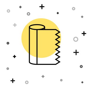 Siyah çizgi kumaş rulo simgesi beyaz arkaplanda izole edildi. Yuvarlan, paspas, halı, halı, halı ya da kağıt rulo ikonu. Rastgele dinamik şekiller. Vektör.