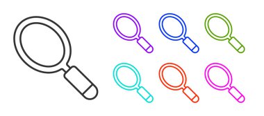 Siyah çizgili el ayna simgesi beyaz arkaplanda izole edildi. Simgeleri renklendirin. Vektör.