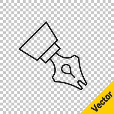 Siyah çizgi Çeşme kalem ucu simgesi şeffaf arkaplanda izole edildi. Kalem aleti işareti. Vektör.