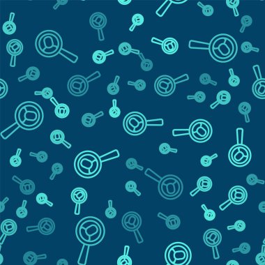 Arama simgesi için yeşil çizgi büyüteç mavi arkaplanda izole edilmiş kusursuz desen. İşe alım ya da seçim konsepti. Çalışanları ve işi ara. Vektör.