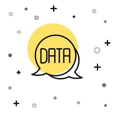 Black line Data analysis icon isolated on white background. Business data analysis process, statistics. Charts and diagrams. Random dynamic shapes. Vector.