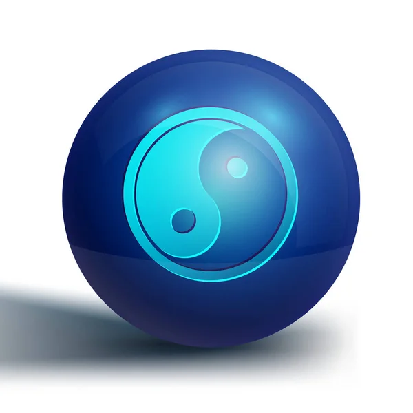 Blaues Yin Yang Symbol Für Harmonie Und Ausgeglichenheit Auf Weißem — Stockvektor