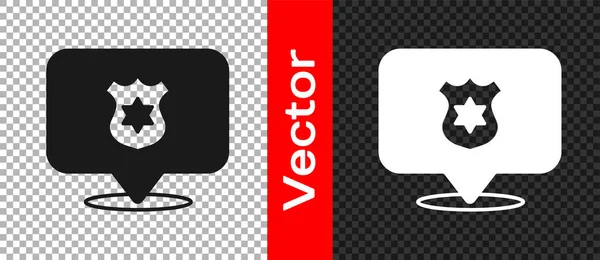 Icône Badge Police Noire Isolée Sur Fond Transparent Panneau Insigne — Image vectorielle
