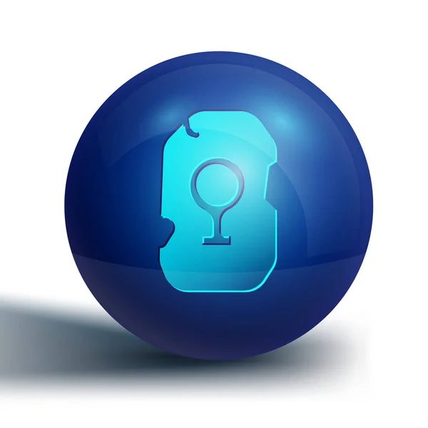 Μπλε Μαγικό Ρούνο Εικονίδιο Απομονώνονται Λευκό Φόντο Ρόουν Στόουν Κουμπί — Διανυσματικό Αρχείο