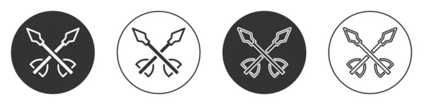 Чорні Середньовічні Стрілки Ізольовані Білому Тлі Середньовічна Зброя Кнопка Кола — стоковий вектор