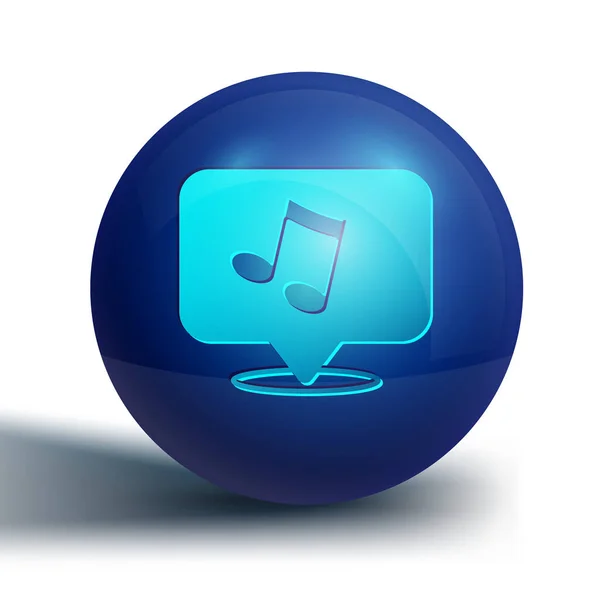 Nota Música Azul Icono Tono Aislado Sobre Fondo Blanco Botón — Vector de stock