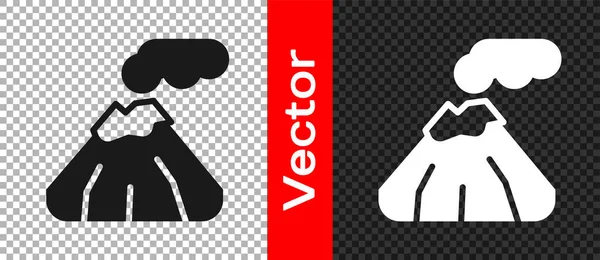 Icono Del Volcán Negro Aislado Sobre Fondo Transparente Vector — Vector de stock