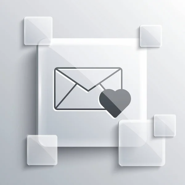 Envelope Cinza Com Ícone Coração Valentine Isolado Fundo Cinza Mensagem — Vetor de Stock