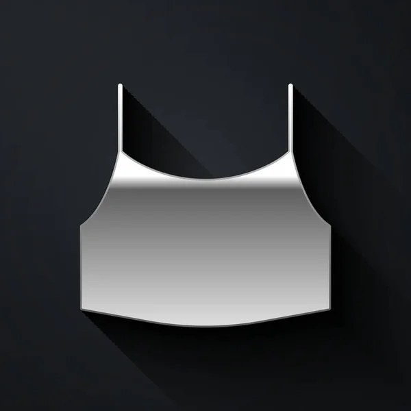 Silver Female Crop Top Icon Isolated Black Background Undershirt Long — стоковый вектор