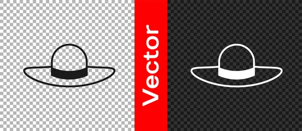 Black Elegant Women Hat Icon Isolated Transparent Background Vector — Stock Vector