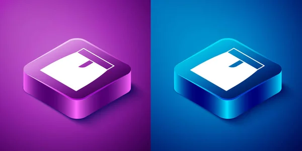 Isometric Skirt Icon Isolated Blue Purple Background Square Button Vector — Stockvektor