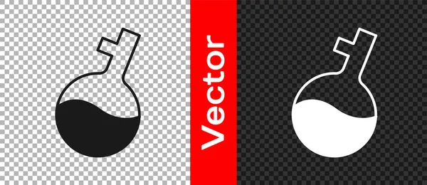 Schwarzes Reagenzglas Und Kolben Chemielabor Testsymbol Isoliert Auf Transparentem Hintergrund — Stockvektor