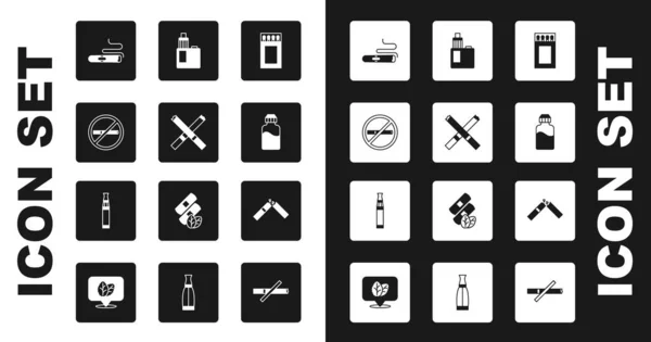 Zestaw Matchbox Pasuje Papierosa Smoking Vape Płyn Butelka Mod Urządzenia — Wektor stockowy