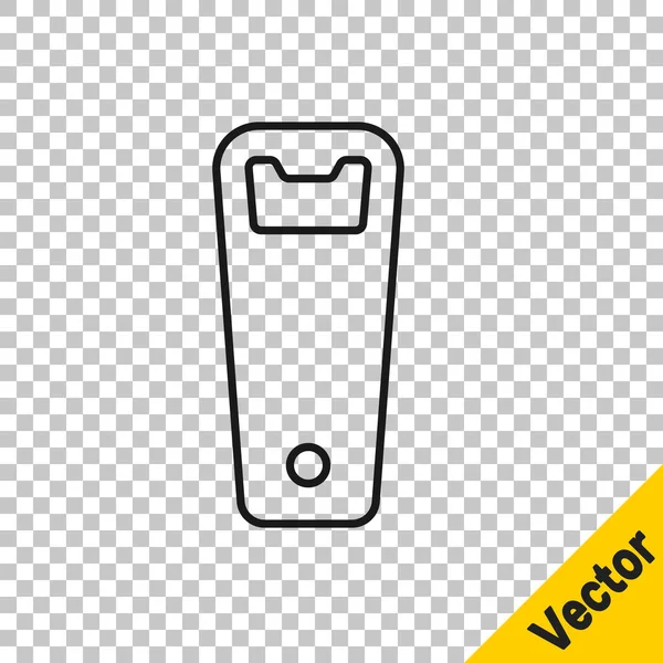 Schwarze Linie Flaschenöffner Symbol Isoliert Auf Transparentem Hintergrund Vektor — Stockvektor