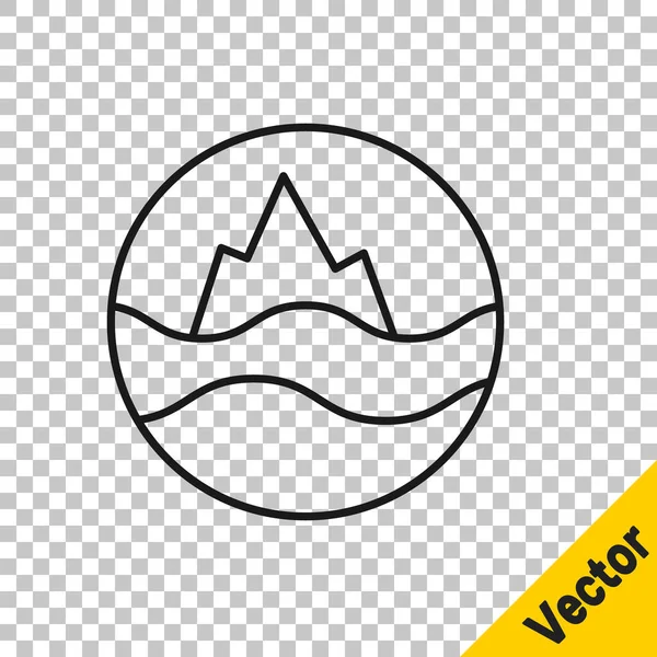 Черное Море Волны Иконка Изолированы Прозрачном Фоне Вектор — стоковый вектор