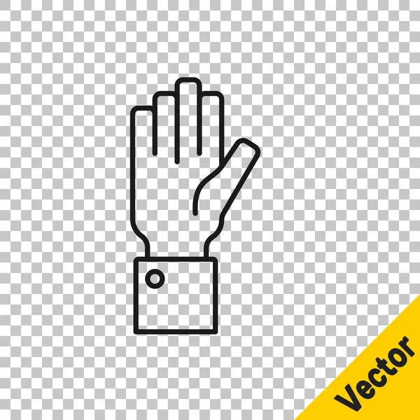 Black Line Hand Holding Auction Icon Isolated Transparent Background Bidding — Stock Vector