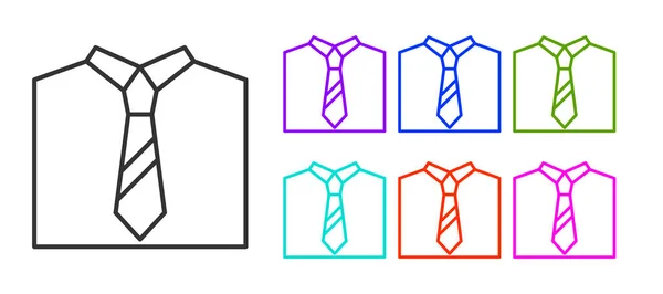 Black Line Tie Icon Isolated White Background Necktie Neckcloth Symbol — Stock Vector