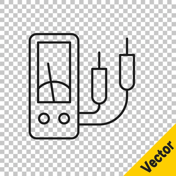 Schwarze Linie Ampere Meter Multimeter Voltmeter Symbol Isoliert Auf Transparentem — Stockvektor