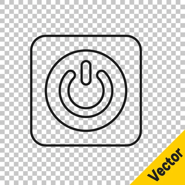 Schwarze Linie Power Taste Symbol Isoliert Auf Transparentem Hintergrund Startschild — Stockvektor