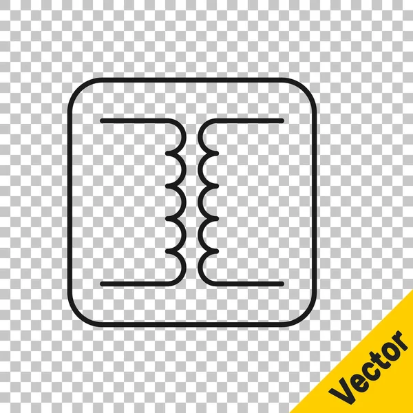 Schwarze Linie Elektrischer Transformator Symbol Isoliert Auf Transparentem Hintergrund Vektor — Stockvektor