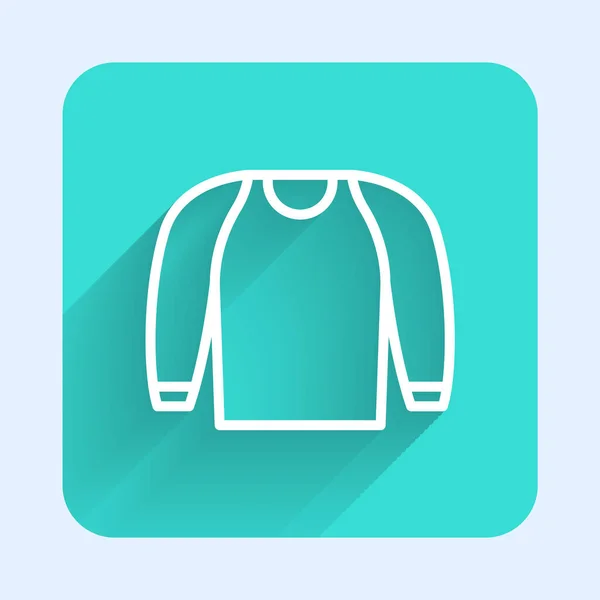 White Line Sweater Icon Isolated Long Shadow Background Pullover Icon — 스톡 벡터