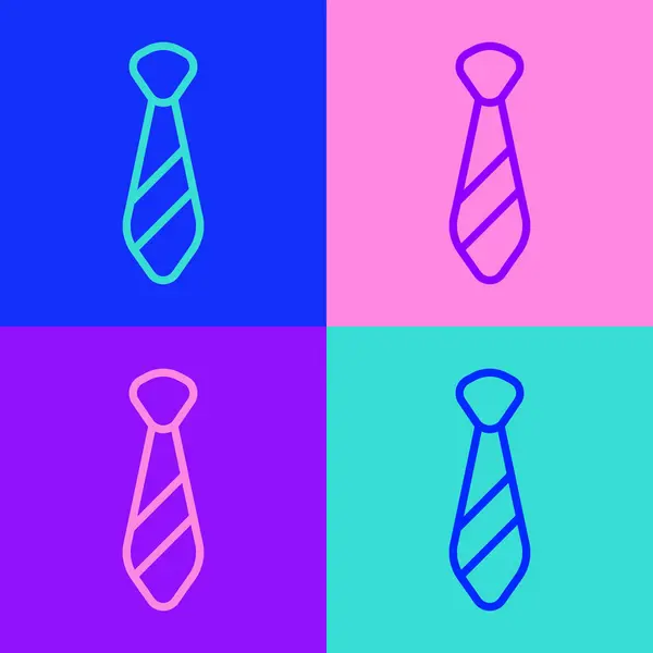 Pop Konst Linje Tie Ikon Isolerad Färg Bakgrund Necktie Och — Stock vektor