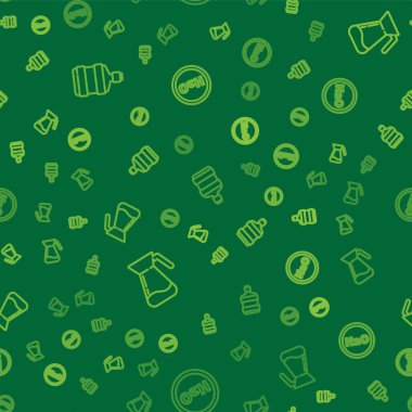 Büyük şişe temiz su, sürahi bardağı ve dikişsiz desenli H2O için kimyasal formül hazırlayın. Vektör.