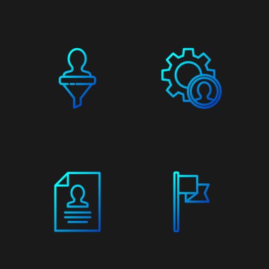 Çizgi belirleyici, özgeçmiş, kafa avı ve... Renk simgeleri. Vektör.