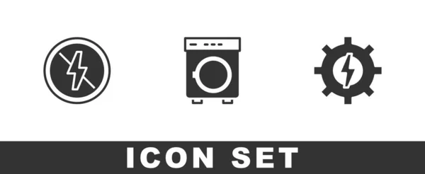 Set Lightning Washer Gear Icon Vector — Stock Vector