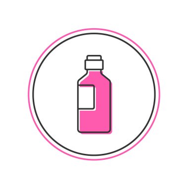 Beyaz arka planda izole edilmiş bir şişe dolusu su ikonu. Soda su içme tabelası. Vektör