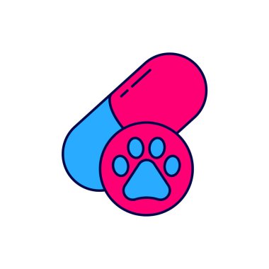 Filled outline Dog pill icon isolated on white background. Prescription medicine for animal.  Vector