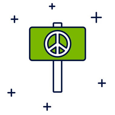 Doldurulmuş ana hatlı Barış simgesi beyaz arkaplanda izole edildi. Hippi barış sembolü. Vektör