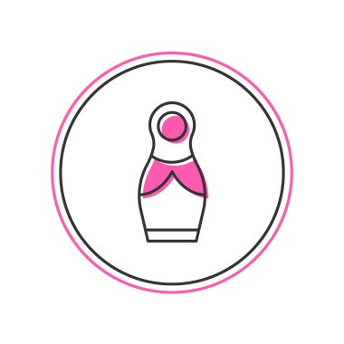 Beyaz arka planda izole edilmiş Rus bebek matrioshka ikonu. Vektör