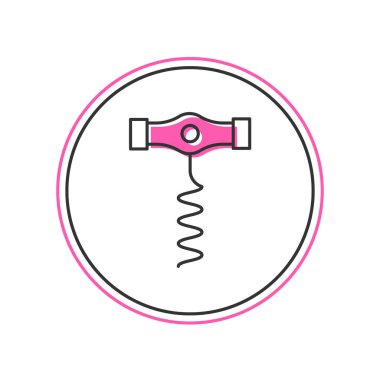 Doldurulmuş şarap tirbuşon simgesi beyaz arkaplanda izole edilmiş. Vektör