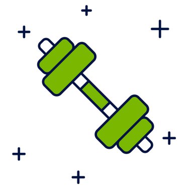 Doldurulmuş Dumbbell simgesi beyaz arkaplanda izole edildi. Kas kaldırma ikonu, fitness halteri, spor aletleri, egzersiz yaban domuzu. Vektör