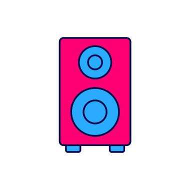 Doldurulmuş Stereo hoparlör simgesi beyaz arkaplanda izole edildi. Ses sistemi hoparlörleri. Müzik ikonu. Müzikal sütun hoparlörü. Vektör